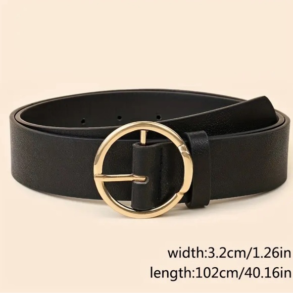 NEW| Women’s 3piece Elegant PU Leather Brown, Black, Tan Gold Buckle Belt - Picture 3 of 4